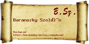 Baranszky Szolón névjegykártya